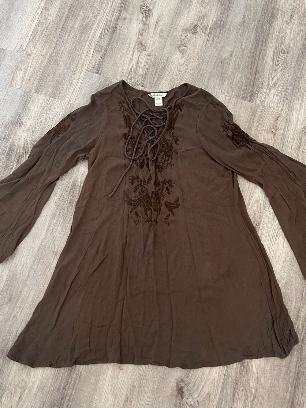 Lucky & Coco boho Dress Women M Green Ren Faire Forest Fairy Embroider Cottage